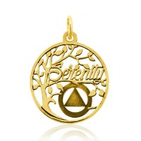 (image for) Gold AA Serenity Tree Pendant with Slogan