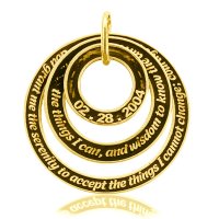 (image for) Gold AA Serenity Prayer Circles Pendant with Date