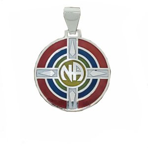 (image for) Silver NA Medicine Wheel Pendant with Inspirational Message