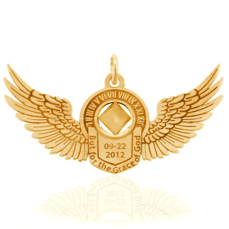 (image for) Gold Angel Wings AA Pendant with Engraving