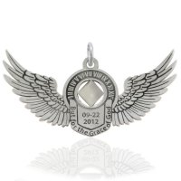 (image for) Silver Angel Wings NA Pendant with Custom Engraving