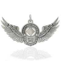(image for) Silver Angel Wings NA Pendant with Custom Engraving