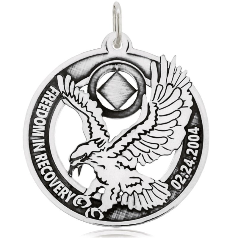 (image for) Silver NA Eagle Pendant with Custom Date