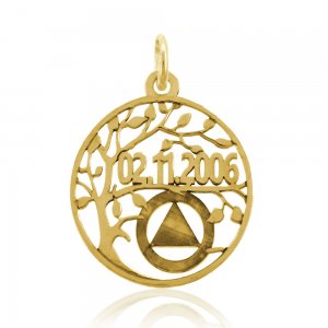 (image for) Gold AA Serenity Tree Pendant with Dry Date