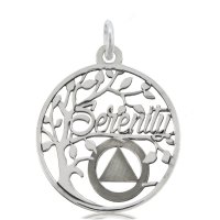 (image for) Silver AA Serenity Tree Slogan Pendant