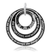 (image for) Silver AA Serenity Prayer Circles Pendant with Date