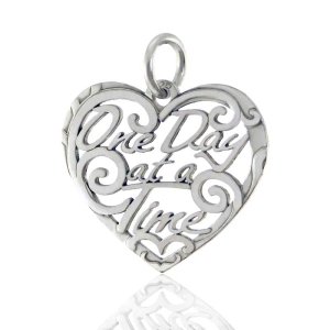 (image for) Silver One Day at a Time Heart Pendant
