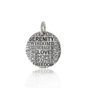 (image for) Sterling Disc Pendant with Inspirational Words