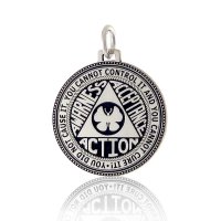 (image for) Silver AlAnon Disc Pendant featuring Awareness, Acceptance and Action