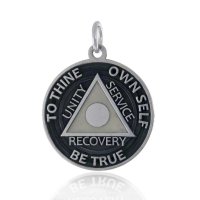 (image for) Silver AA Disc Pendant featuring Unity, Service, Recovery