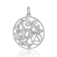 (image for) Silver AA Disc Pendant with Butterflies