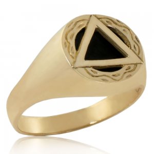 (image for) Gold Detailed AA Men's Ring with Onyx