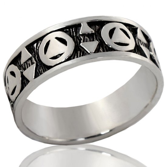 (image for) Silver Band with AA Symbol Pattern - Click Image to Close