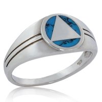 (image for) Silver Men's AA Ring with Turquoise Inlay