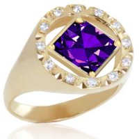 (image for) Men's Gold NA Ring with Diamond and Center Stone