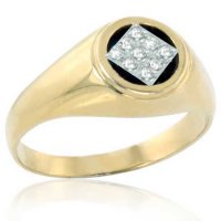 (image for) Gold NA Ring with Diamonds and Onyx