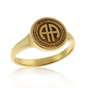(image for) AA Engraved Ladies Signet Style Gold Ring