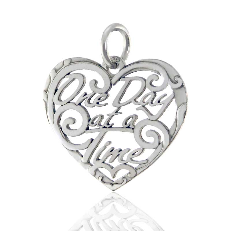 (image for) Silver One Day at a Time Heart Pendant