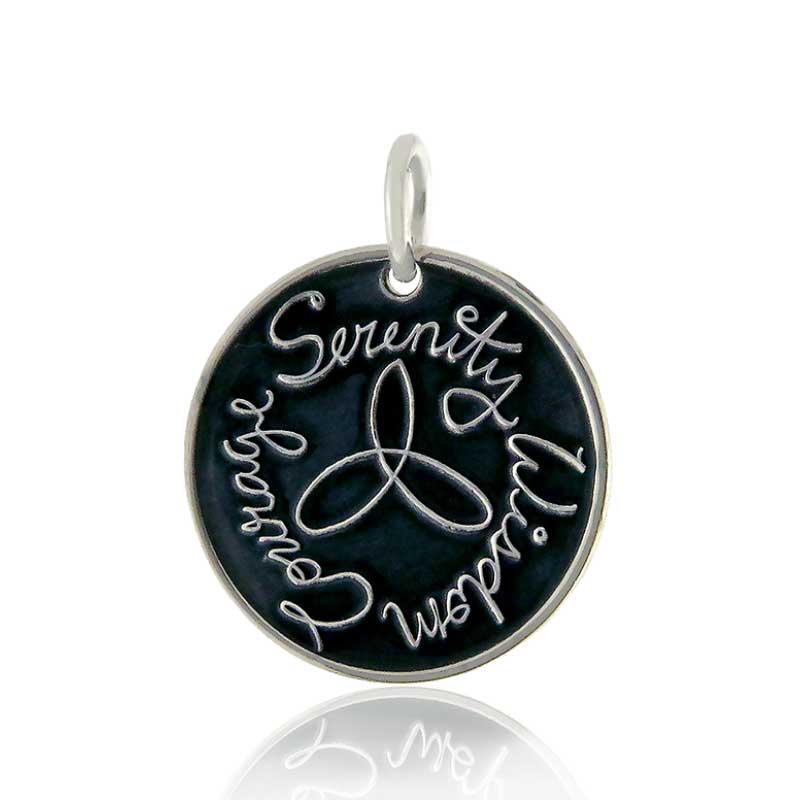 (image for) Silver AA Disc Pendant featuring Courage, Serenity, Wisdom