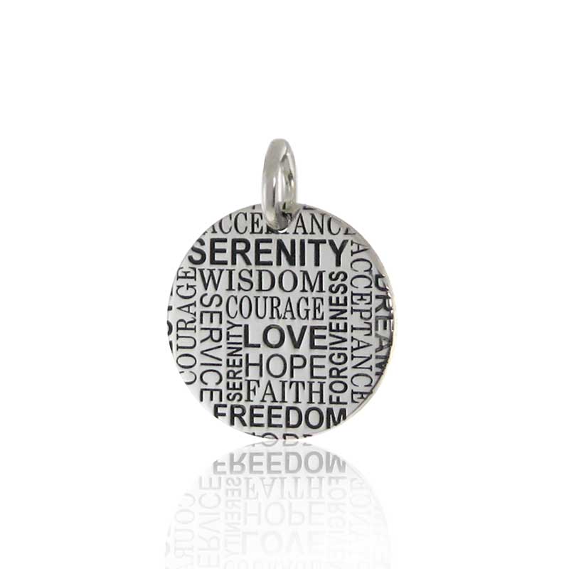 (image for) Sterling Disc Pendant with Inspirational Words