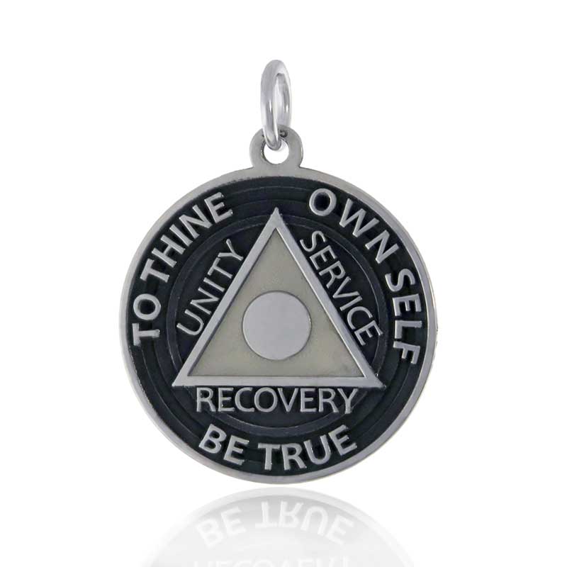 (image for) Silver AA Disc Pendant featuring Unity, Service, Recovery