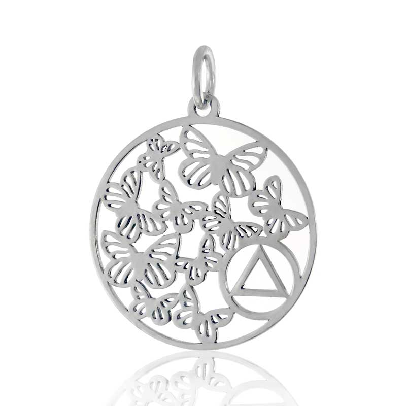 (image for) Silver AA Disc Pendant with Butterflies
