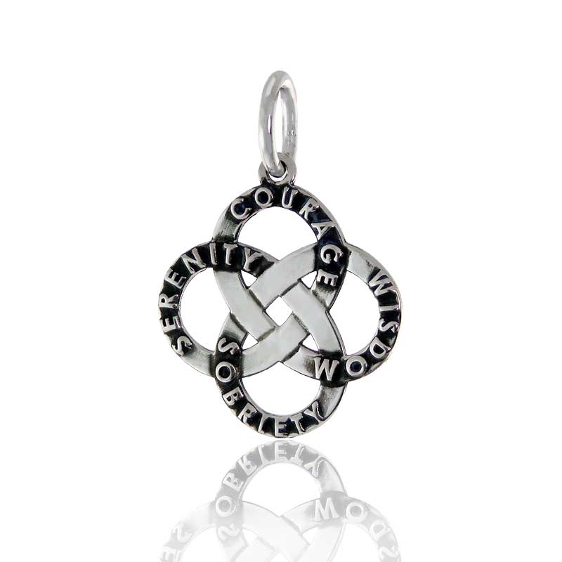 (image for) Silver AA Pendant featuring Courage, Serenity, Wisdom and Sobriety
