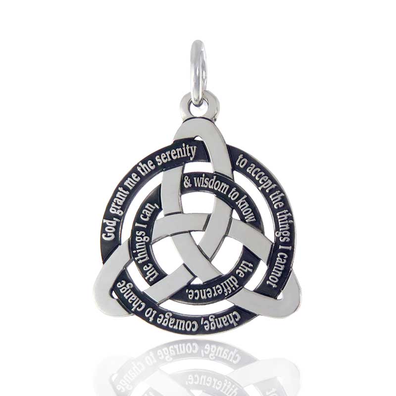 (image for) Silver Celtic AA Pendant featuring the Serenity Prayer